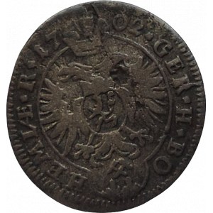 Leopold I. 1657-1705, 1 krejcar 1702 Kutná Hora-Wohsiedler