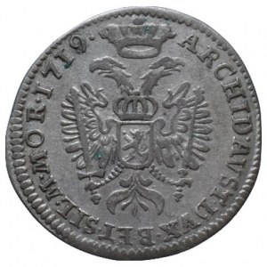 Karel VI. 1711-1740, 3 krejcar 1719 Praha-Scharff