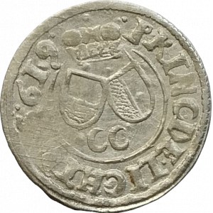 Liechtenstein Karel 1614-1627, 3 krejcar 1619 CC Opava - Cantor