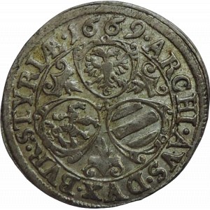 Leopold I. 1657-1705, 3 krejcar 1669 I.G.W. Graz-Weiss