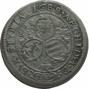 Leopold I. 1657-1705, 3 krejcar 1688 IAN Graz-Nowak RR