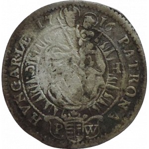 Karel VI. 1711-1740, 3 krejcar 1716 CH Bratislava