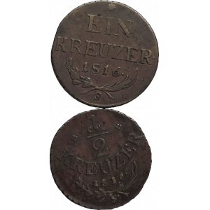 František II. 1792-1835, Cu 1 krejcar 1816 S + 1/2 krejcar 1816 S