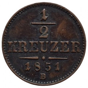 FJI 1848-1916, 1/2 krejcar 1851 B