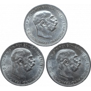 FJI 1848-1916, 1 kor. 1914, 15, 16 3ks