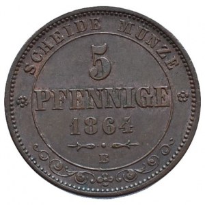 Sasko-Albertinská linie, Johann 1854-1873, 5 pfennig 1864 B