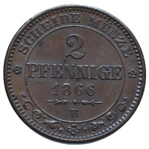 Sasko-Albertinská linie, Johann 1854-1873, 2 pfennig 1866 B