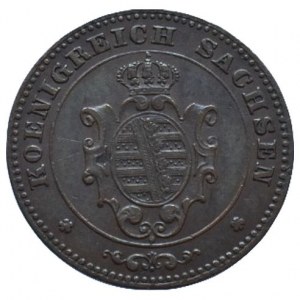 Sasko-Albertinská linie, Johann 1854-1873, 1 pfennig 1873 B