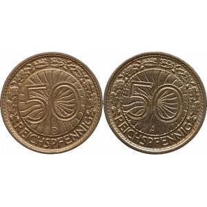 NĚMECKO - VÝMARSKÁ REPUBLIKA, 50 Pfennig 1928 D
