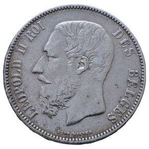Belgie, Leopold II. 1865-1909, 5 frank 1873
