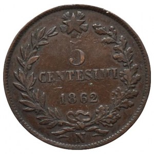 Itálie, Viktor Emanuel II. 1861-1878, 5 centisimi 1862 N