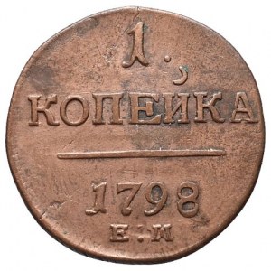 Pavel I. 1796-1801, 1 kopějka 1798 EM Jekatěrinburg