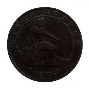 Španělsko, provizorní vláda 1868-1871, 5 centimes 1870 OM