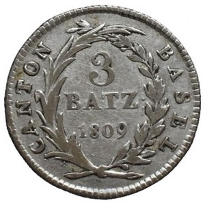 Švýcarsko - Basilej, 3 batzen 1809. KM-198