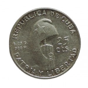 Kuba, 25 centavos 1953 Ag Martí