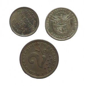 Panama, 5 centimos 1904 Ag + 2 1/2 centimos 1916