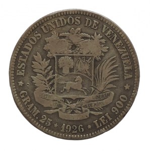 Venezuela, 5 bolívares 1926 Ag