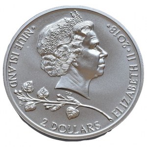 Česká republika / Niue, 2 dolar 2018 - Český lev/Alžběta II.
