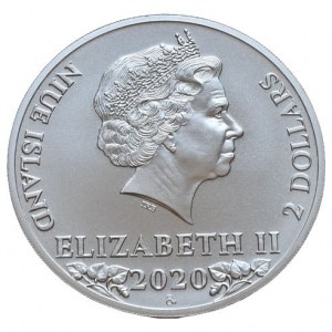 Česká republika / Niue, 2 dolar 2020 - Český lev/Alžběta II.