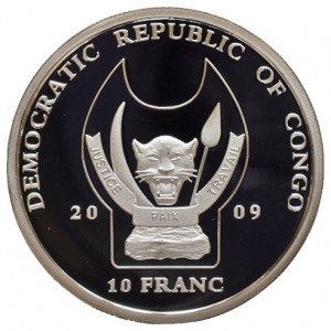 Kongo, 10 francs 2009 - Gorila