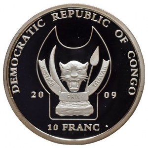 Kongo, 10 francs 2009 - Krokodýl