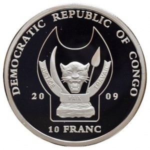 Kongo, 10 francs 2009 - Zebra