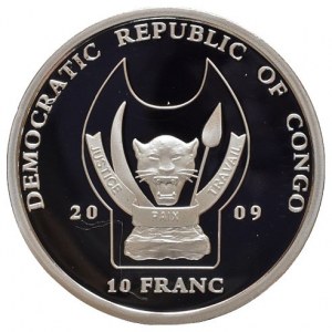 Kongo, 10 francs 2009 - Pštros