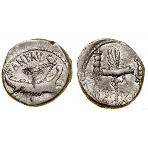 Římská republika, legionářský denár, 32-31 př. n. l., mobilní mincovna