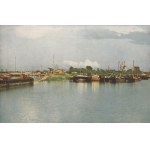 ODRA, BYTOM ODRZAŃSKI, MALCZYCE, KĘDZIERZYN-KOŹLE, WROCLAW. Odra a její přístavy - soubor čtyř fotografií J. Hollose, vydal C. Weller, 1923; heliogr. na ozdobném kartonu