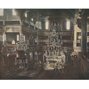 SWIDNICA. Kostel Míru - pohled do interiéru; fotografie J. Hollose, vydal C. Weller; heliogr. na ozdobném kartonu, barev.