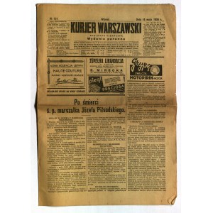 [POGRZEB Marszałka]. 20 numerów Kuriera Warszawskiego po śmierci Józefa Piłsudskiego 12 maja 1935, informujących o uroczystościach żałobnych i reakcjach poza granicami kraju.