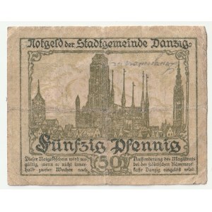 GDAŃSK. Notgeld o wartości 50 fenigów z 15.04.1919.