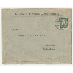 SOPOT, WRZESZCZ. Envelope with an advertisement for a casino, addressed to Corps Cheruscia - the High School from Wrzeszcz.