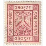 PRZEDBÓRZ. dvě poštovní známky po 2 a 4 haléřích z roku 1917.