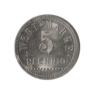 TUCHOLA - POW camp. A 5 fenig coin used in the POW camp in Tuchola