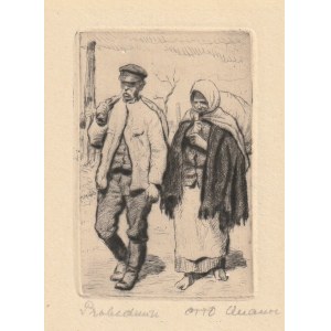 Polish refugees during World War I. Etching, engraving. Otto Quante (1875-1947), ca. 1915.