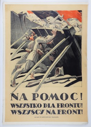 WOJNA 1920. BARTŁOMIEJCZYK EDMUND. Plakat z okresu wojny polsko-bolszewickiej. Wyd. Lit. Art. W. Głowczewski, Warszawa 1920. Lit. barwna, naklejona na arkusz papieru.