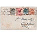 PLEBISZIT - Oberschlesien, Zabrze. Hütte Donnersmarck, deutsche Propagandapostkarte zur Volksabstimmung, ca. 1920; verso eine Briefmarke mit einem Spendenaufruf für Oberschlesien