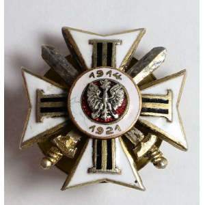 COMBATANTS in the Second Republic. Badge of the Union of Former Polish Army Volunteers, Participants in Struggles for Independence 1914-1921, a veterans' organization established in 1933-1934