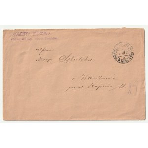 WARSAW. Envelope with stamps of the Cashiering Commission of the 34th infantry sub-lot of the Polish Army and the command of the 34th infantry p.p. W.Pl., addressed to Maria Sekulska residing in Warsaw at 10 Szopena St.