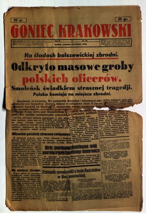 KATYŃ. GONIEC Krakowski. Kraków, R. V, nr 88: 15.04.1943