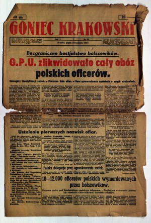 KATYŃ. GONIEC Krakowski. Kraków, R. V, nr 89: 16.04.1943