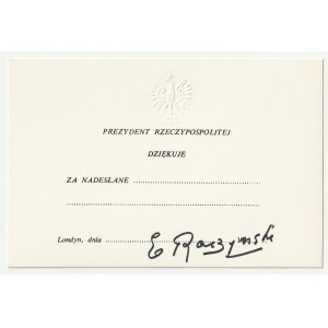 London GOVERNMENT. Autograph of Edward Raczynski (1891-1993) president in exile from 1979 to 1986