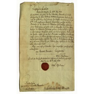 MOGILNO. Abfindungsvertrag vom 16.V.1843 zwischen Charlotta Aronsohn und den Eheleuten Thomas ...