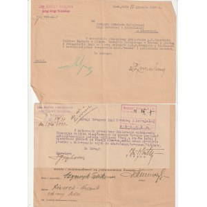 KIWERCE (VILNIUS), KRESY. Set of 2 documents of Feliks Szymczyk: 1. letter of the Board of ...