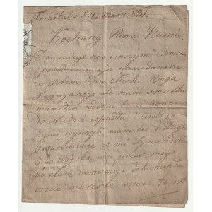 OŚWIĘCIM. List z 4.III.1831 napisany przez Tomasza Pisumskiego do Andrzeja Małdulskiego …