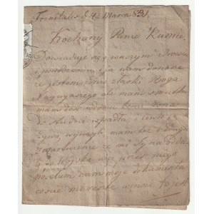 OŚWIĘCIM. Letter dated 4.III.1831 written by Tomasz Pisumski to Andrzej Maldulski ...