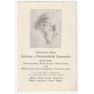 POZNAŃ, KÓRNIK, ZAKOPANE. JADWIGA Z DZIAŁYŃSKICH ZAMOYSKA (1831-1923). Funeral print ...