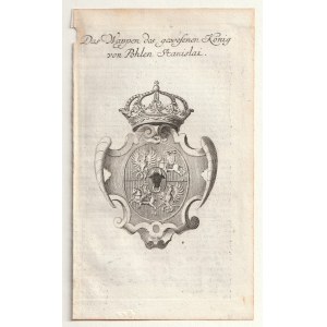 POLSKA. Herb Stanisława Leszczyńskiego jako króla Polski; anonim, ok. 1790; miedz. cz.-b.