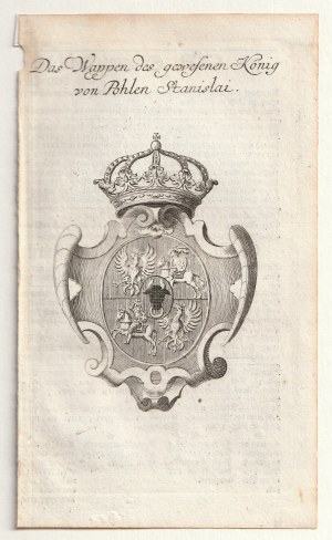POLAND. Coat of arms of Stanislaus Leszczynski as king of Poland; anonymous, ca. 1790; b. copper.